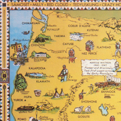 Close-up detail of the Indians of the USA Map