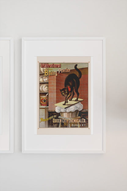 International Baking Powder Black Cat poster on a light wall