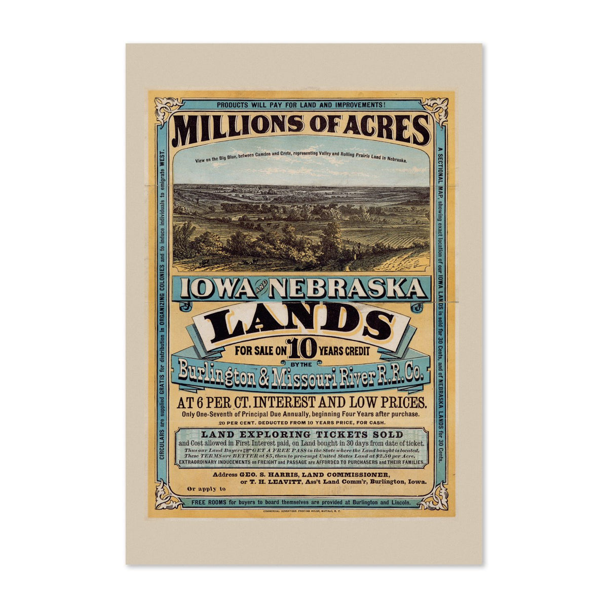 Iowa and Nebraska Lands for Sale poster print