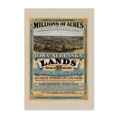 Iowa and Nebraska Lands for Sale poster print