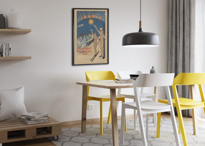 Iradia Radioactive Underwear poster framed above a dining table