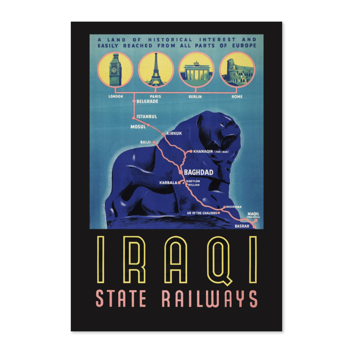 Iraqi State Railways poster print
