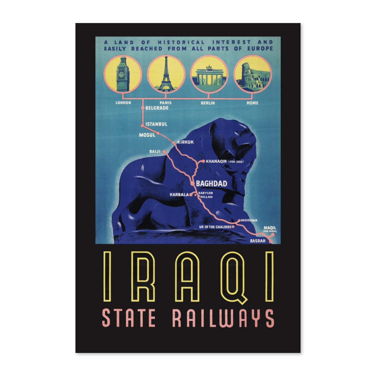 Iraqi State Railways poster print
