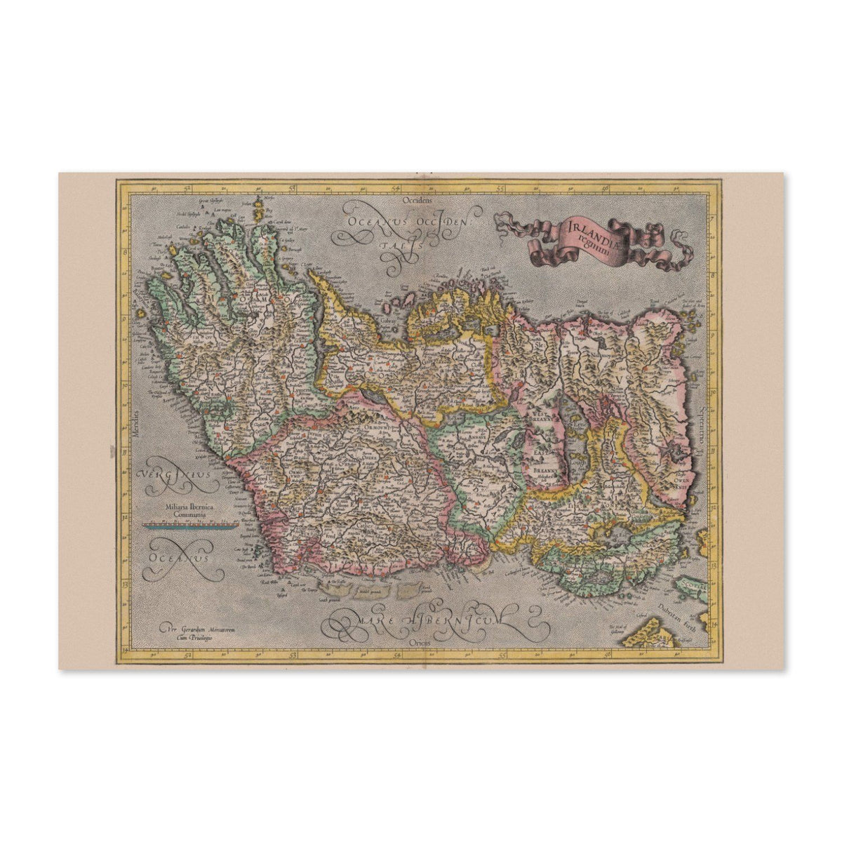 Ireland 1620 Map vintage print