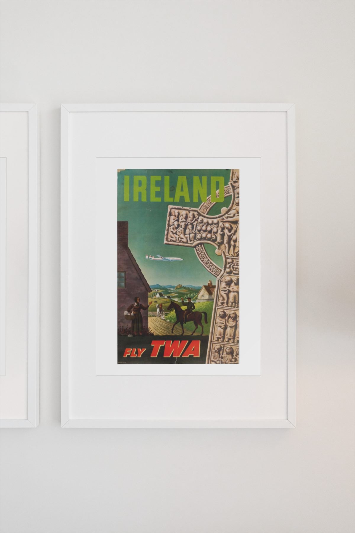 Ireland Fly TWA poster on a light wall