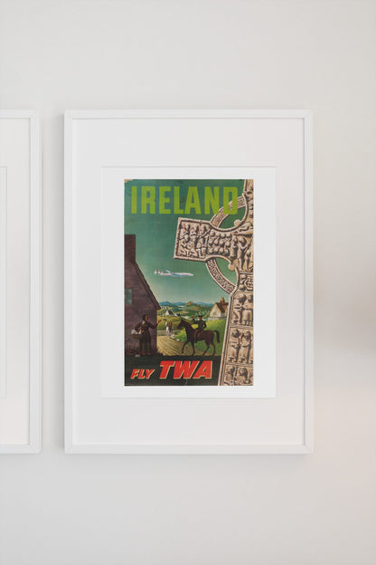 Ireland Fly TWA poster on a light wall