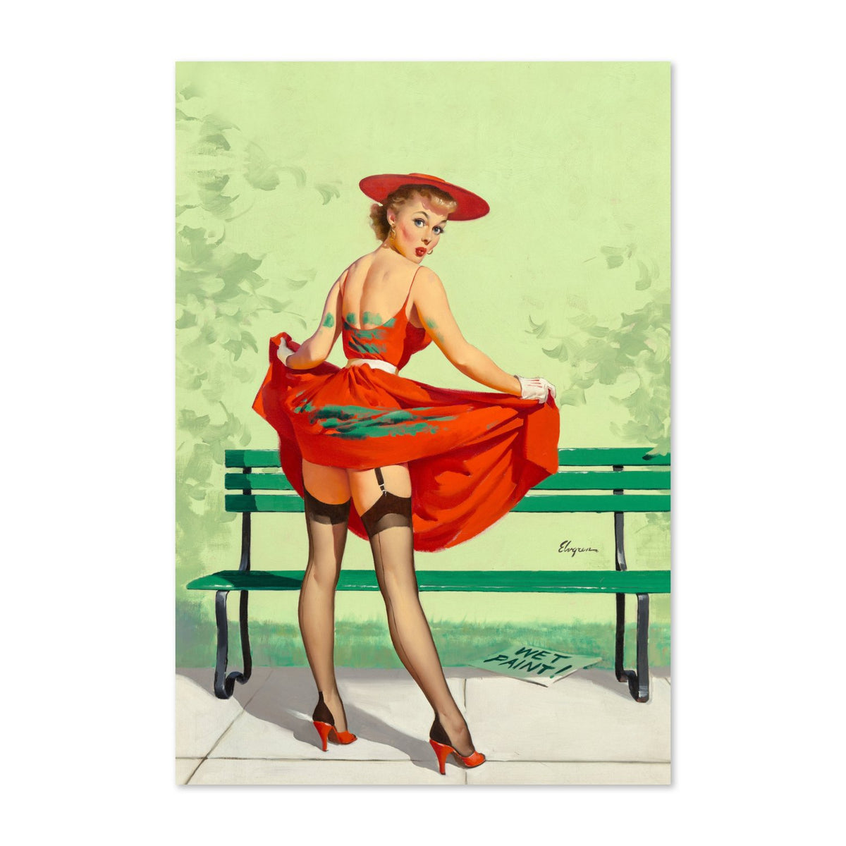 I've Been Spotted by Gil Elvgren, pin-up poster — framed print
