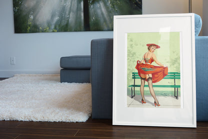 I've Been Spotted by Gil Elvgren, pin-up poster — living room wall