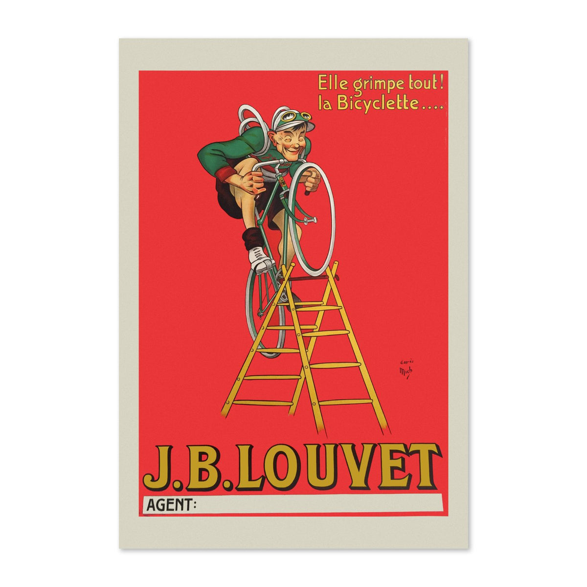 JB Louvet Bicycle on a Ladder poster print