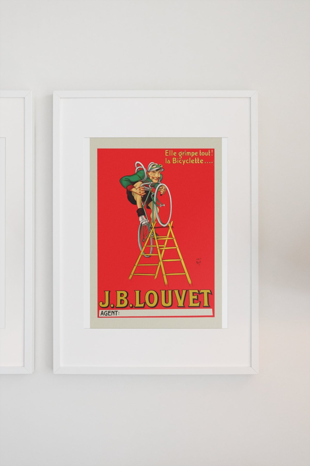 JB Louvet Bicycle on a Ladder poster on a light wall