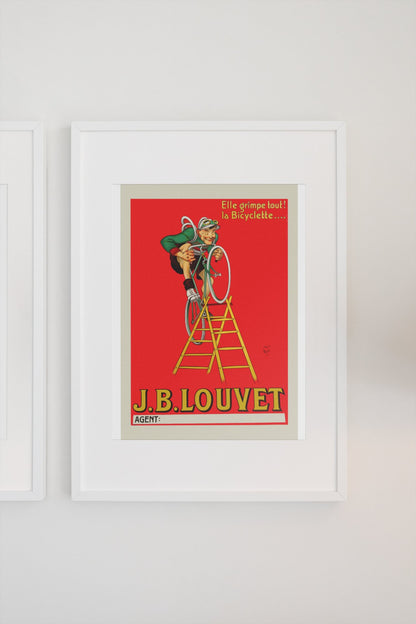 JB Louvet Bicycle on a Ladder poster on a light wall
