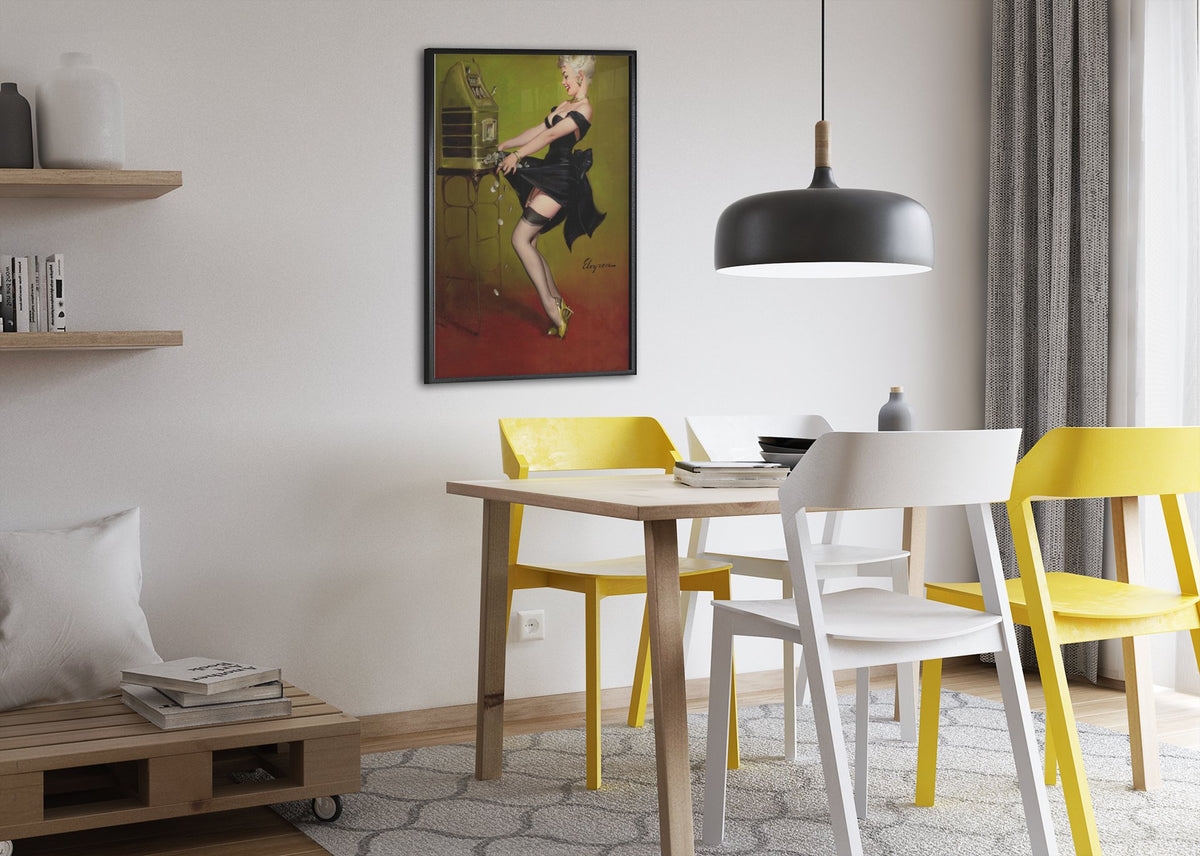 Jackpot by Gil Elvgren, pin-up poster — dining room