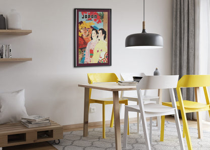 Japan Autumn poster framed above a dining table