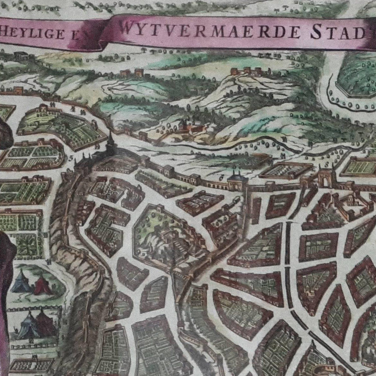 Close-up detail of the Jerusalem 1660 Map