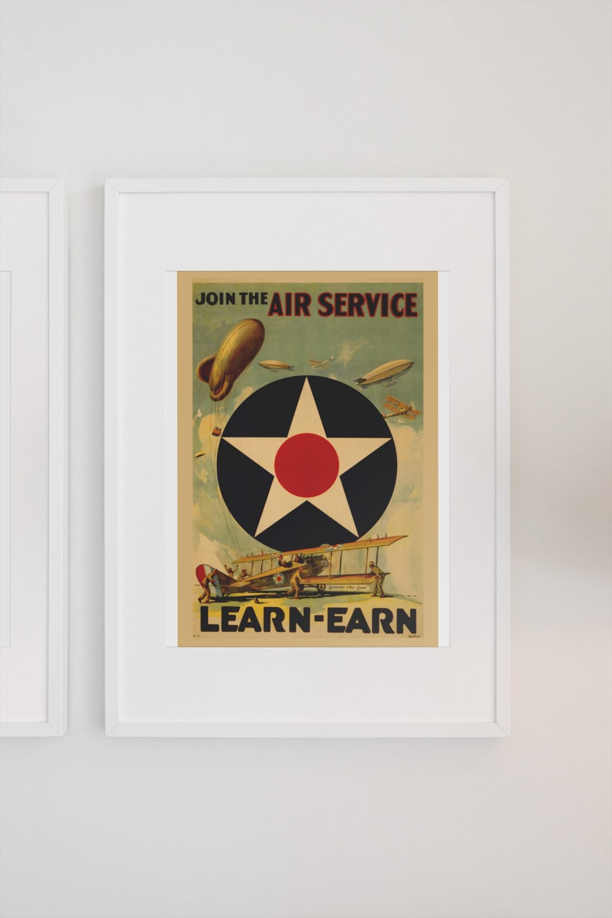 Join the Air Service Learn Earn poster on a light wall