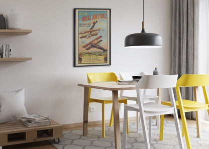 Join the Royal Air Force poster framed above a dining table