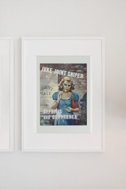 Juke Joint Sniper poster on a light wall