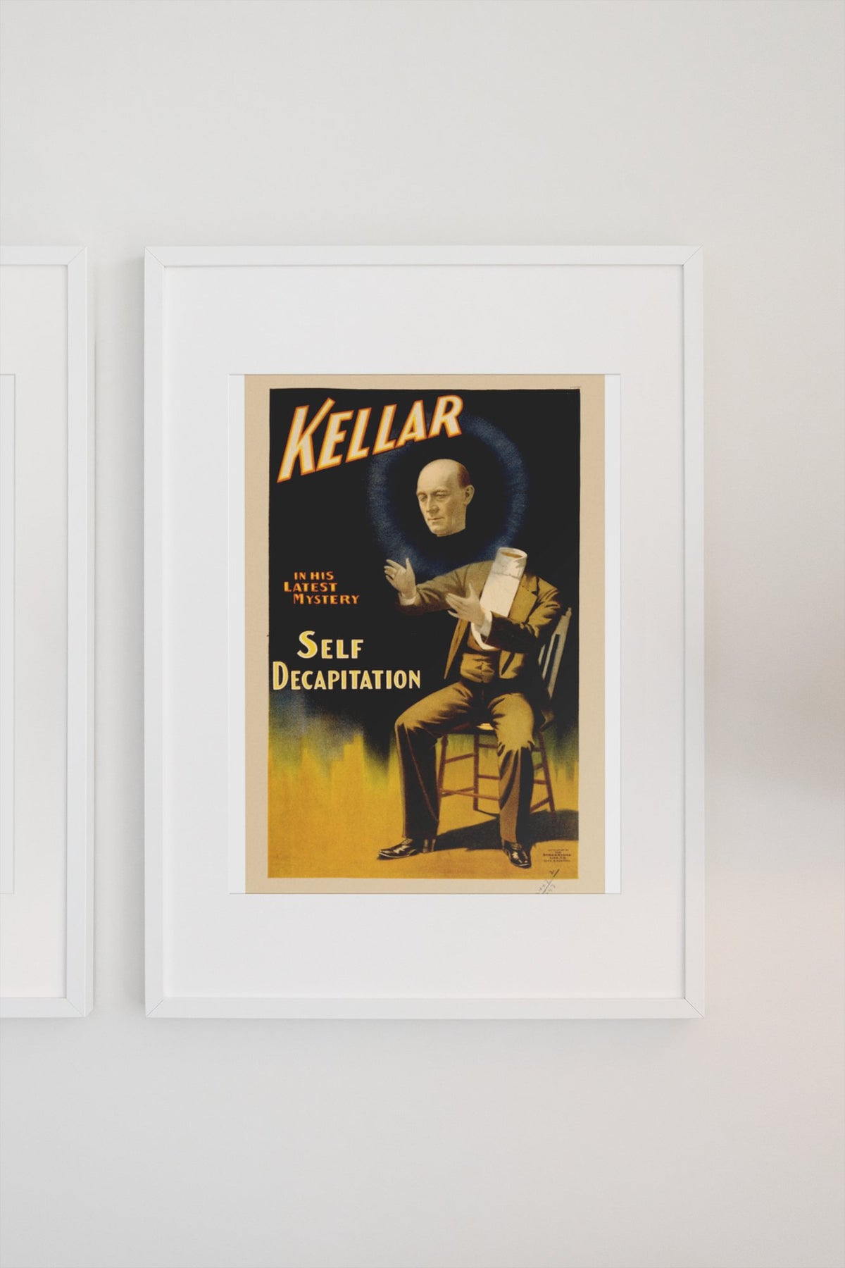 Kellar Self Decapitation poster on a light wall