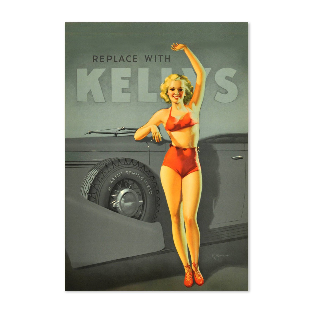 Kelly-Springfield Tires Pin-Up poster print