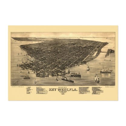 Key West 1884 Panoramic Map poster print