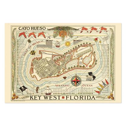 Key West 1940s Map vintage print