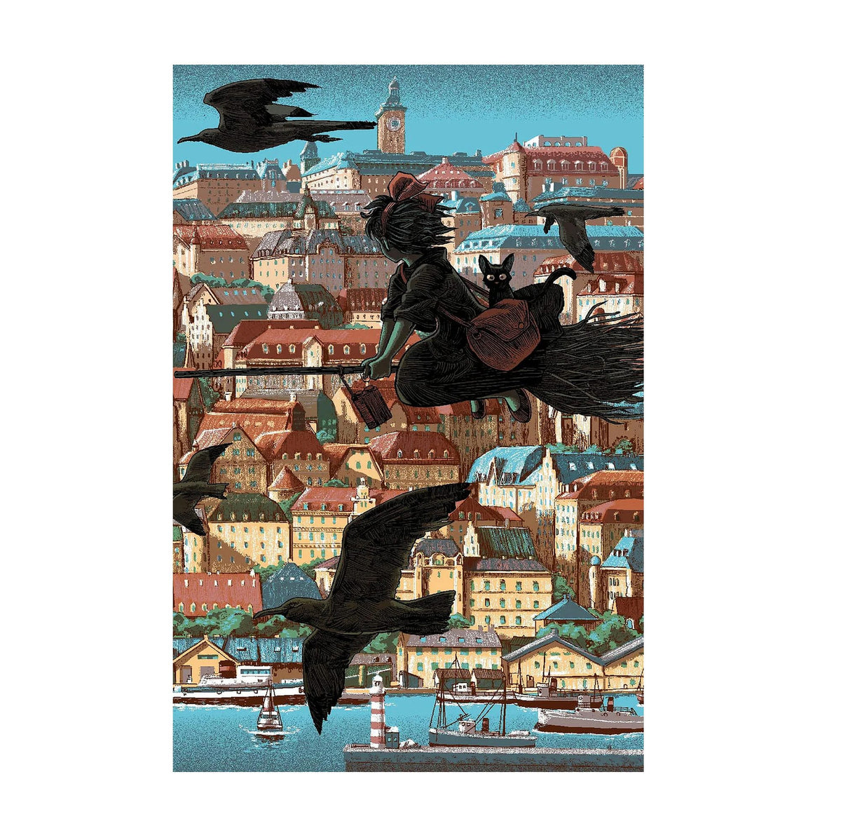 Kiki's Delivery Service Koriko Town Illustrated Art poster print