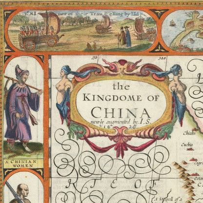Close-up detail of the Kingdom of China 1626 Map
