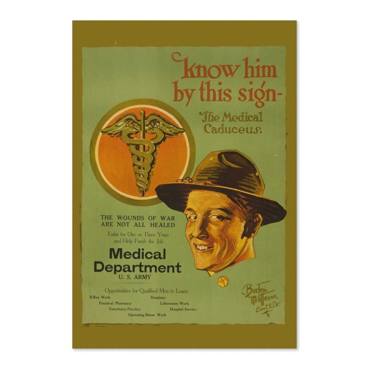 Know Him by This Sign Medical Department poster print