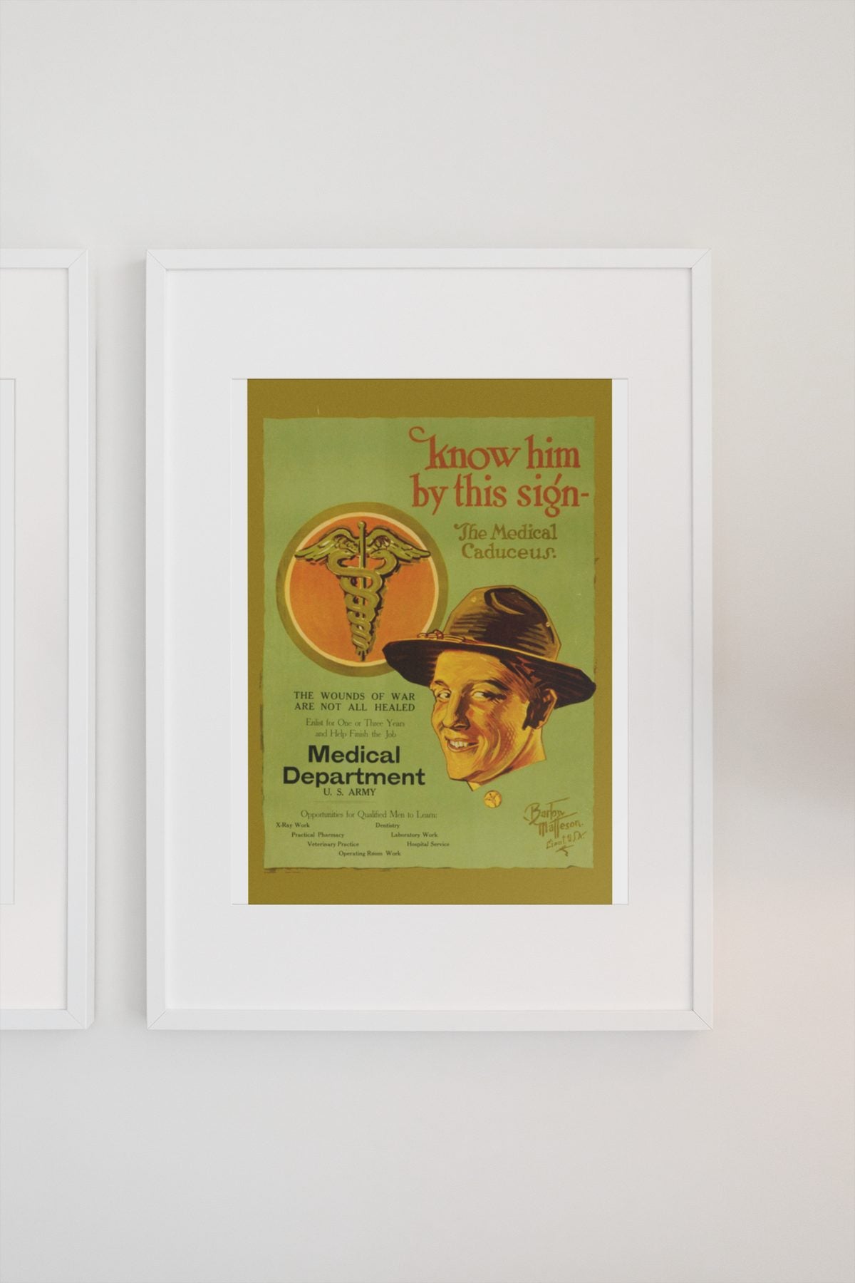 Know Him by This Sign Medical Department poster on a light wall
