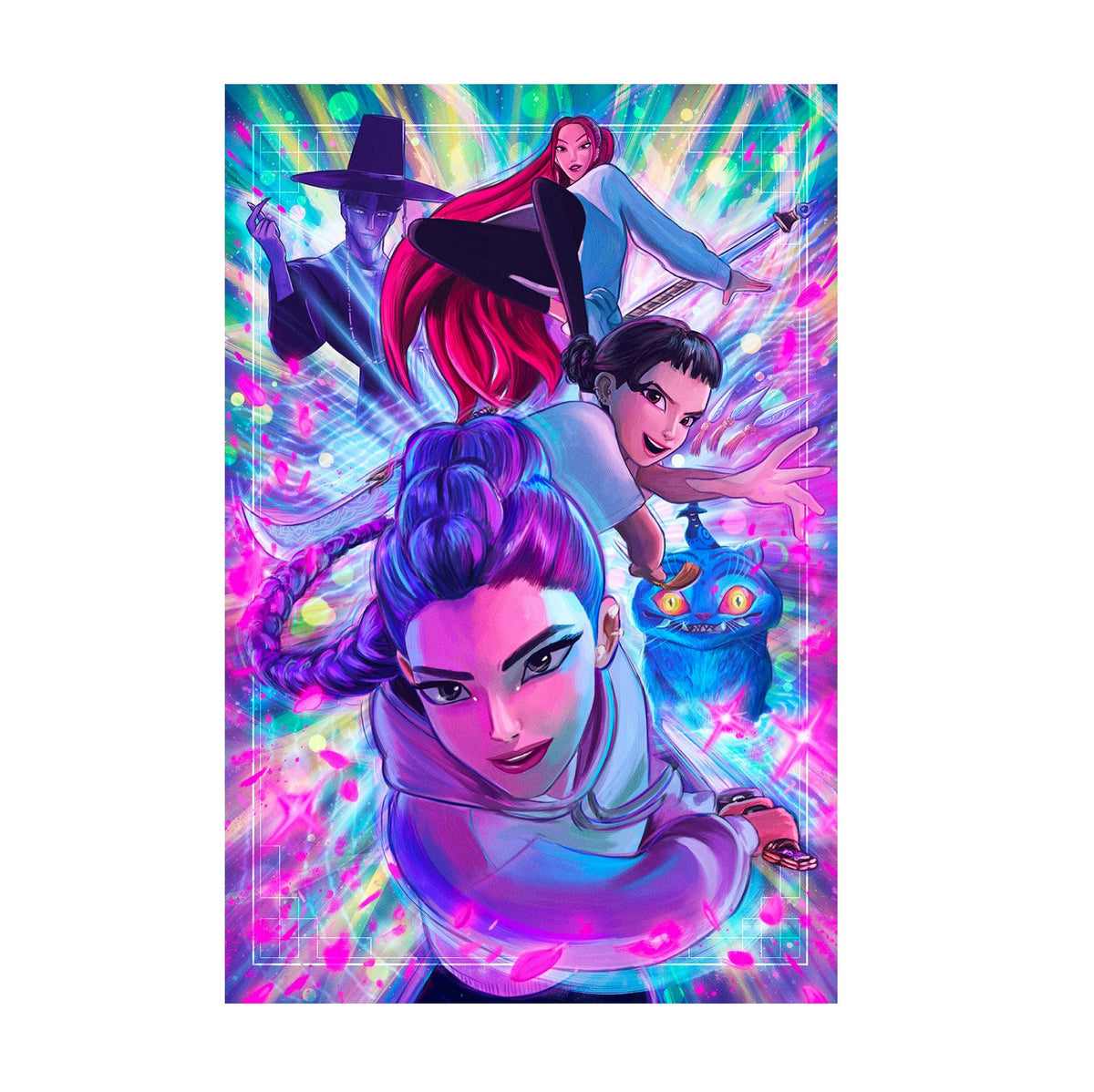KPop Demon Hunters (2025) Movie Illustrated Character Art poster print