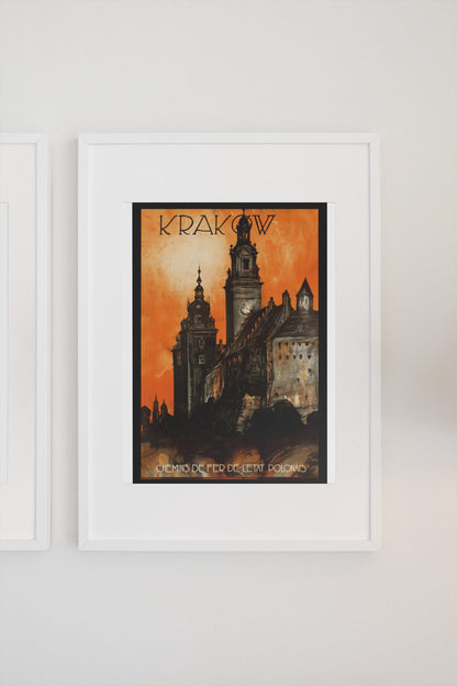 Krakow Poland poster on a light wall