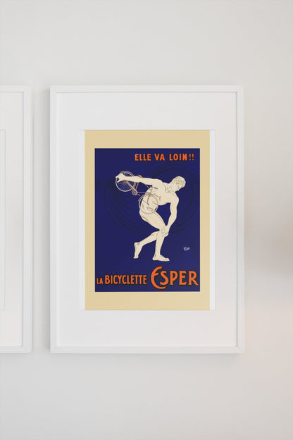 La Bicyclette Esper poster on a light wall