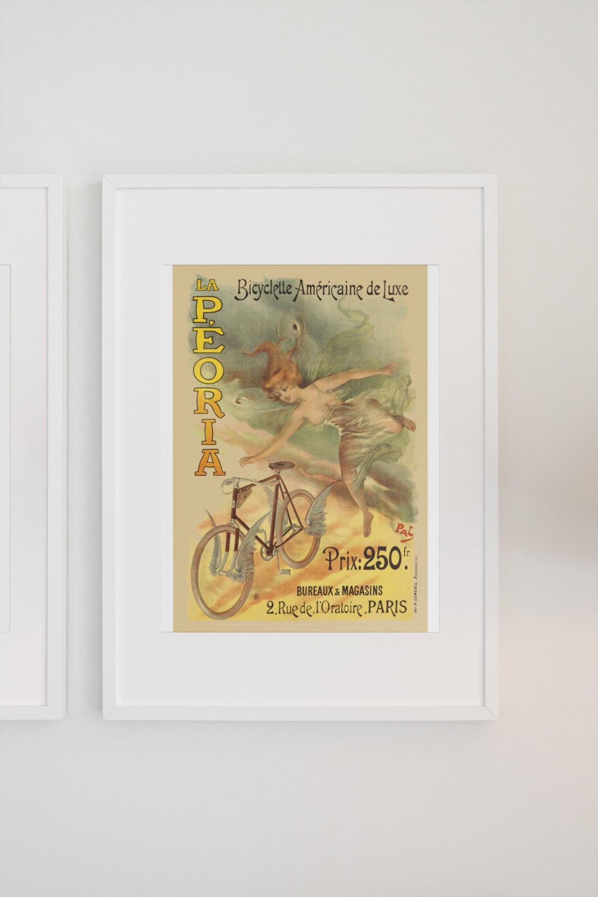 La Peoria Bicyclette poster on a light wall