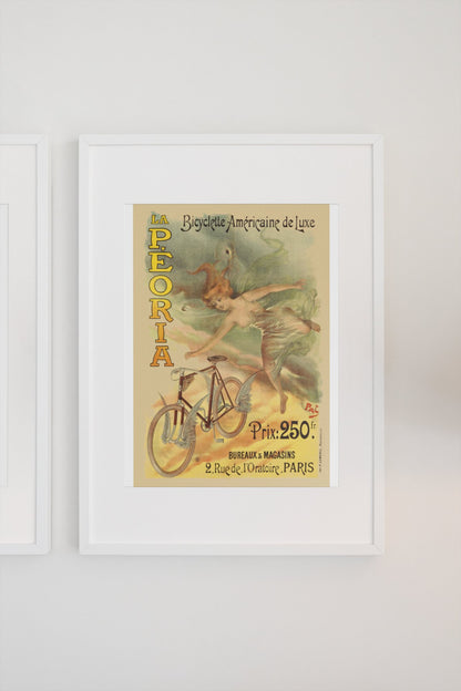La Peoria Bicyclette poster on a light wall