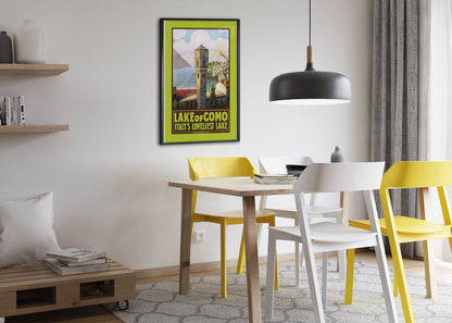 Lake Como Italys Loveliest Lake poster framed above a dining table