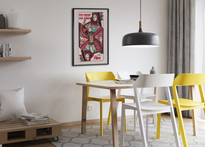 Las Vegas Fly TWA poster framed above a dining table