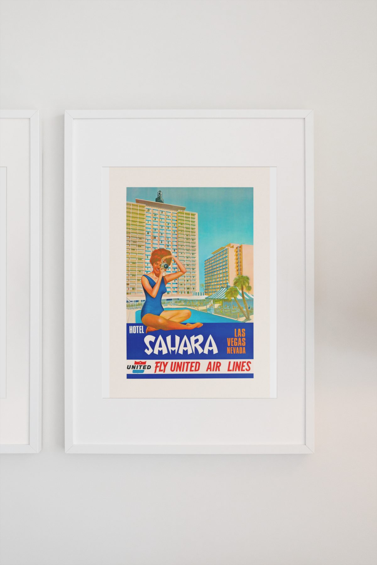 Las Vegas Sahara Hotel poster on a light wall