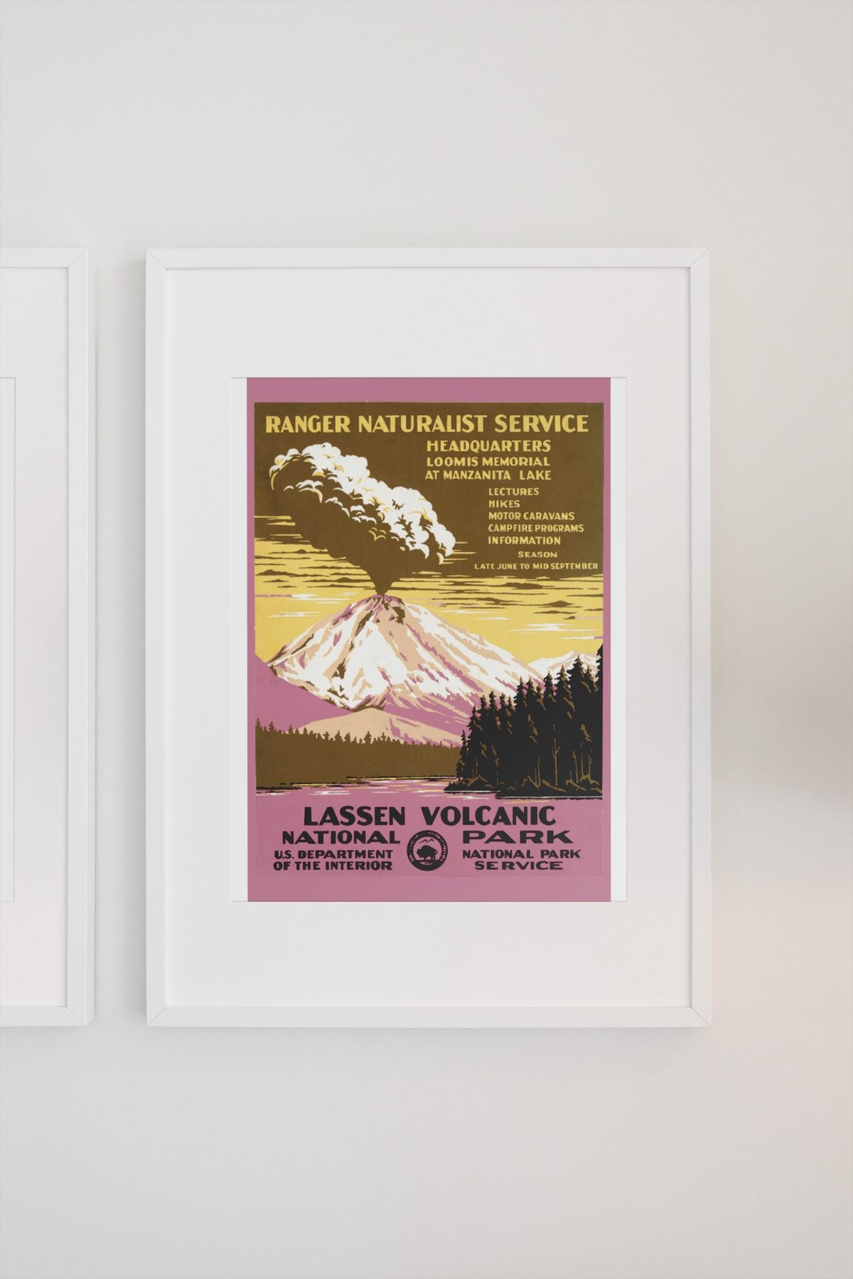 Lassen Volcanic National Park poster on a light wall