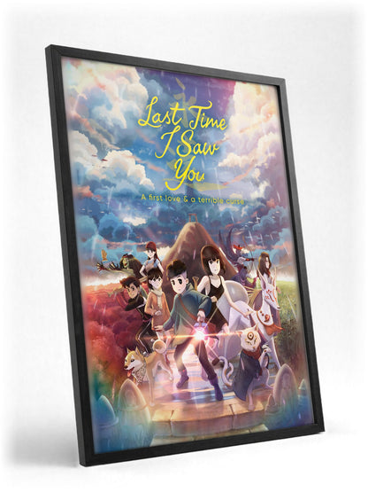 Last Time I Saw You Key Art poster in a black frame with glass leaning against a wall
