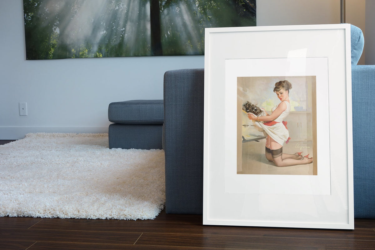 Let's Eat Out by Gil Elvgren, pin-up poster — living room wall