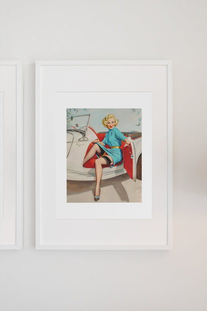 Let's Go Driving by Gil Elvgren, pin-up poster — gallery wall
