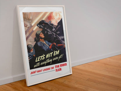 Lets Hit Em with Everything Choose the Navy poster in a white frame leaning against a wall