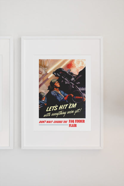 Lets Hit Em with Everything Choose the Navy poster on a light wall