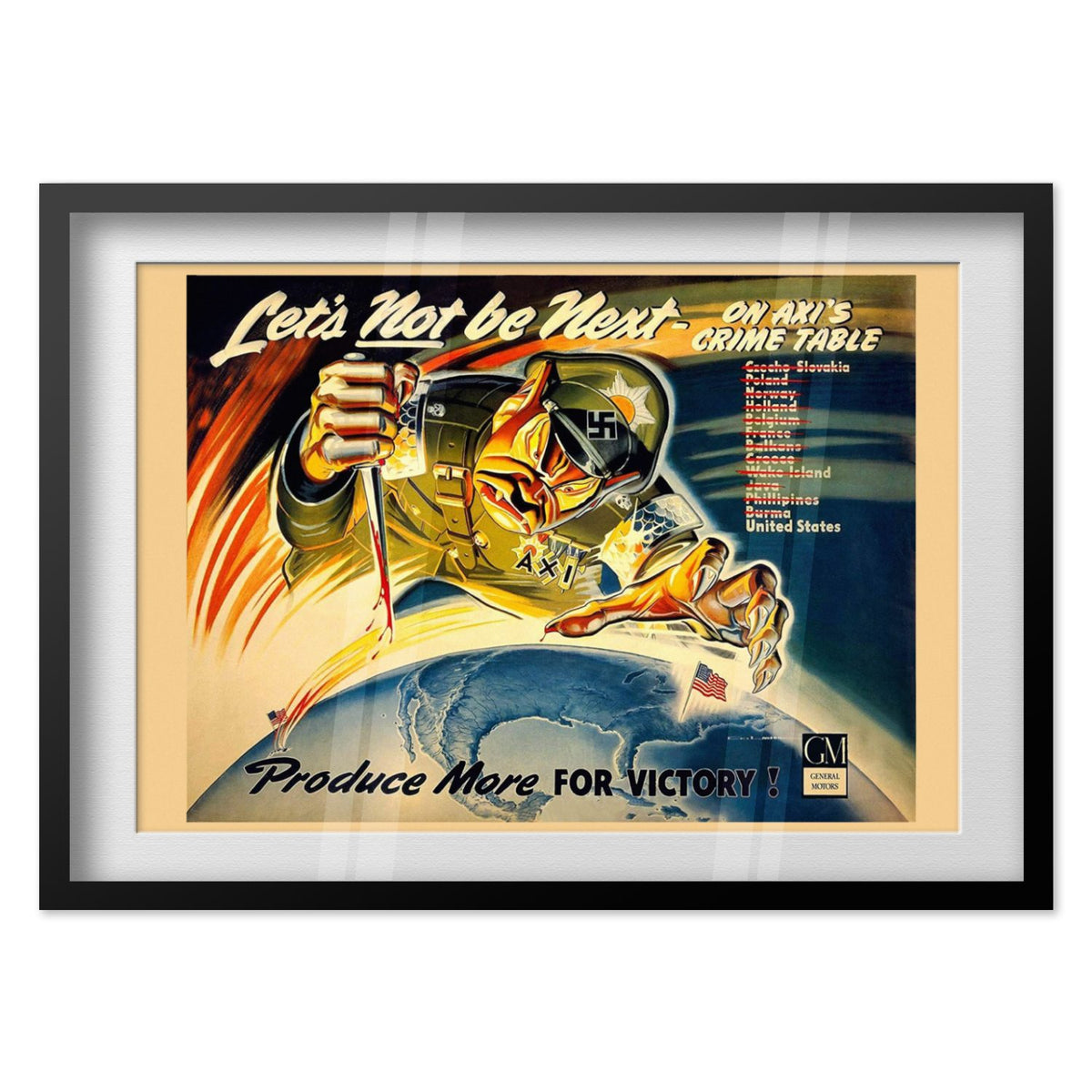 Lets Not Be Next on Axis Crime Table poster in a black frame