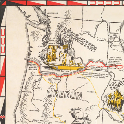 Close-up detail of the Lewis & Clark Trail Map