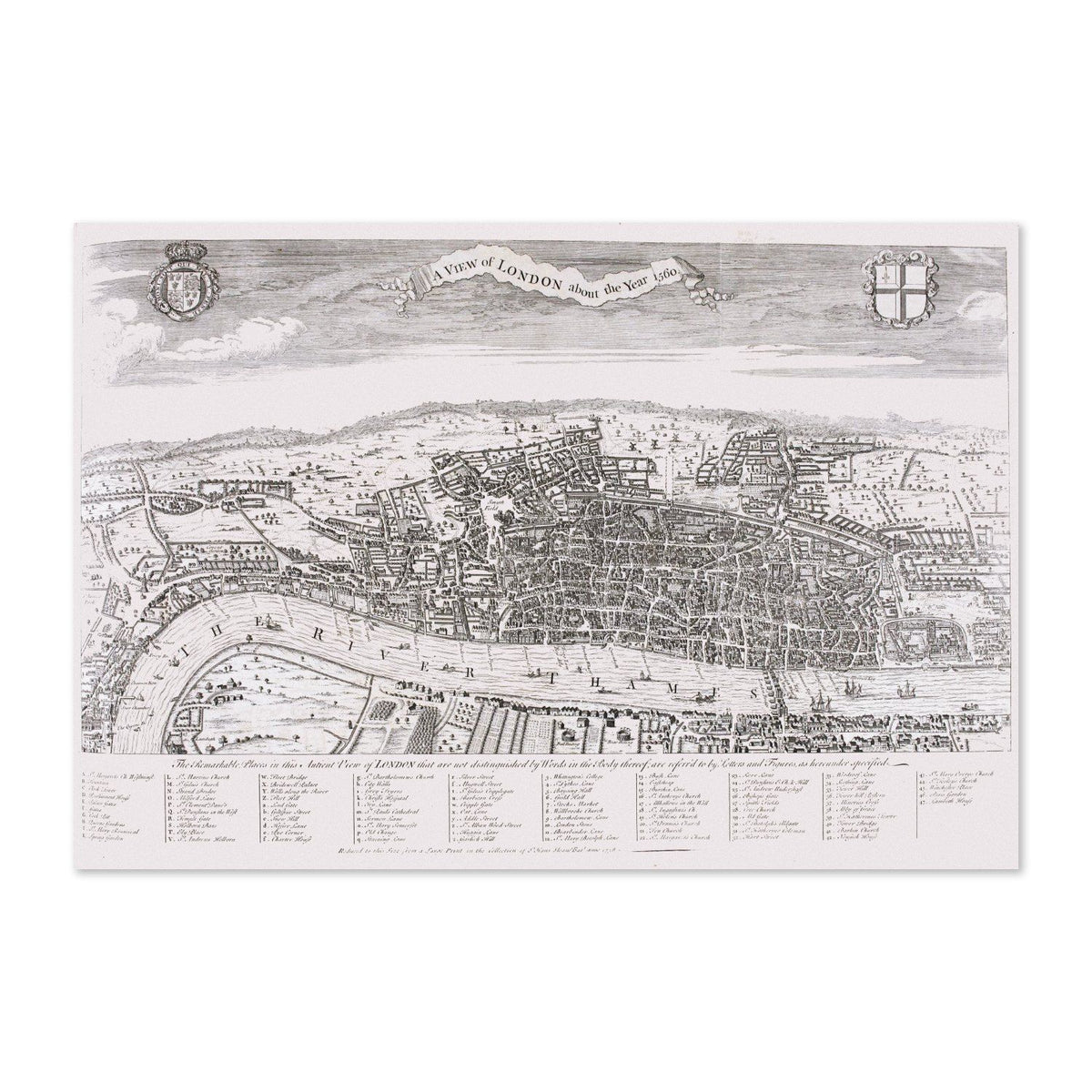 London 1560 Map vintage print
