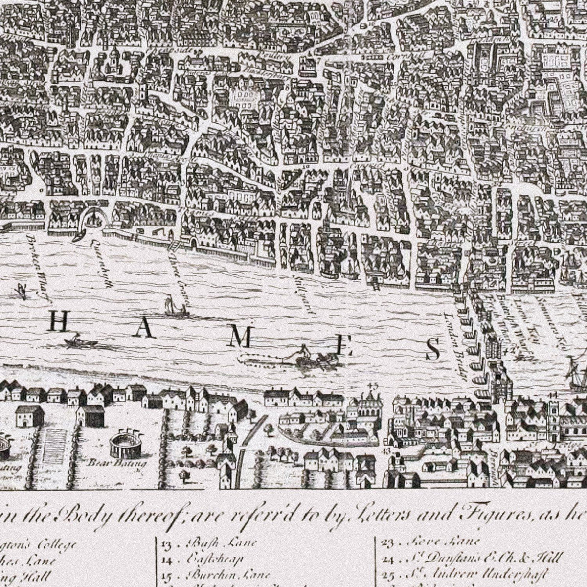 Close-up detail of the London 1560 Map