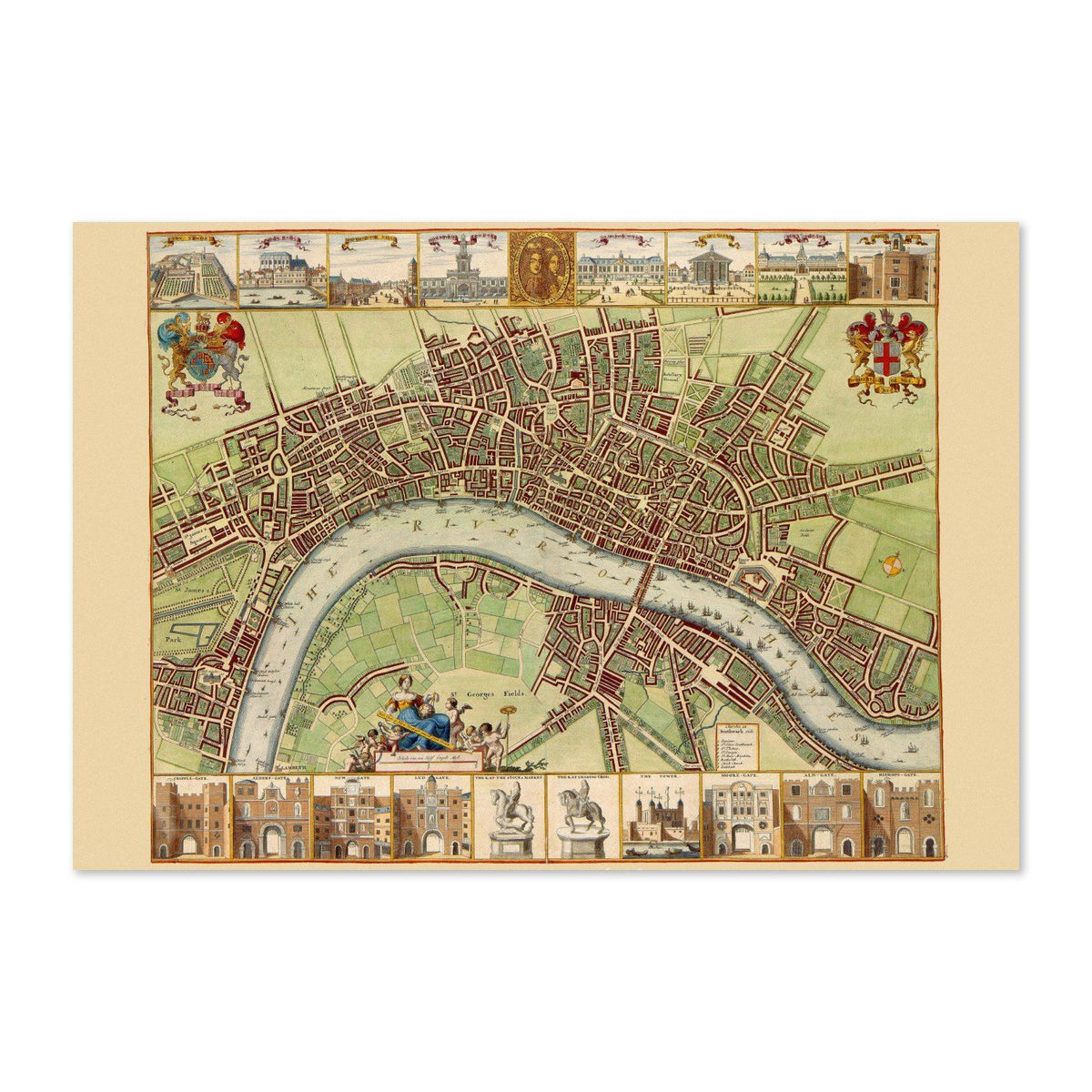 London 1688 Map vintage print