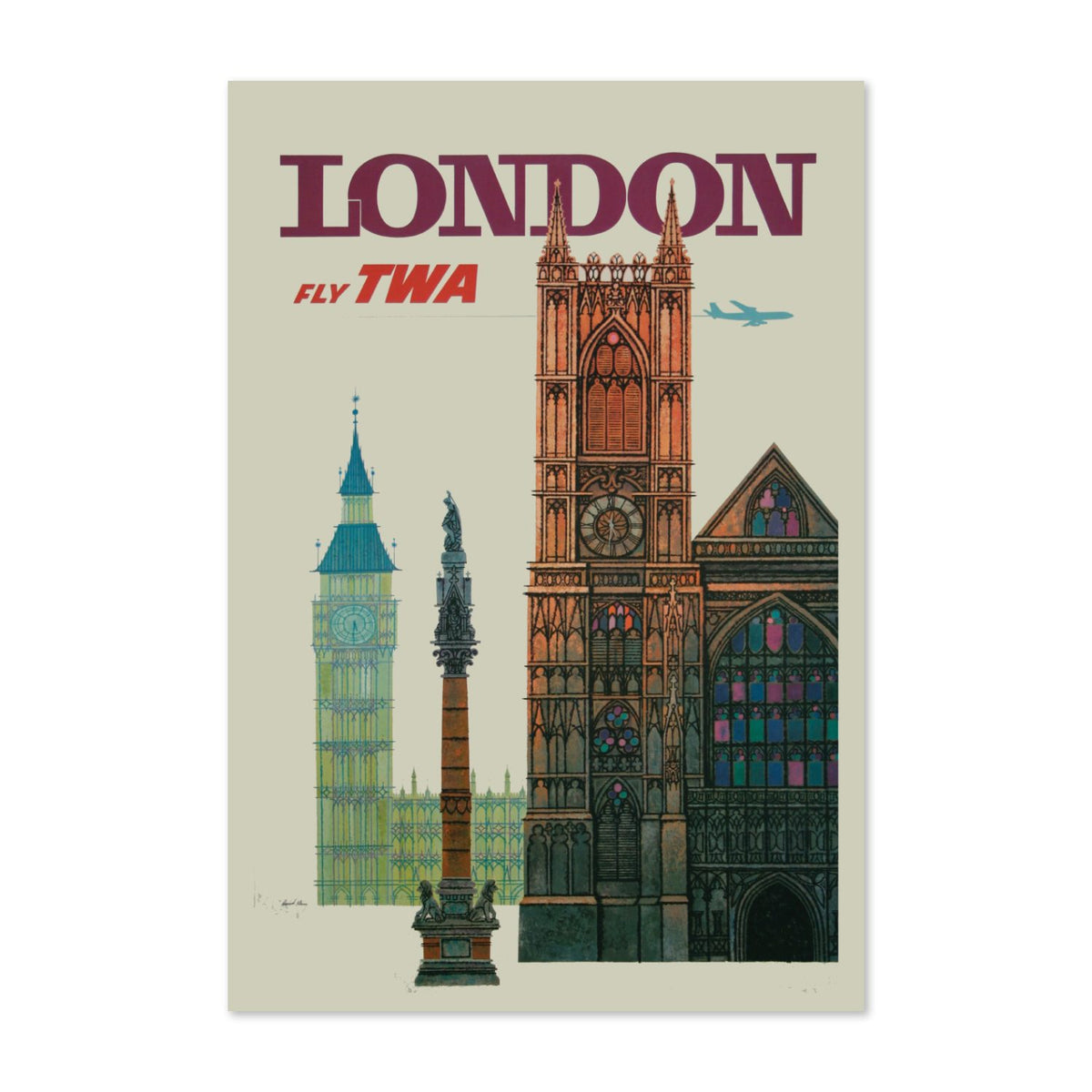 London Fly TWA poster print