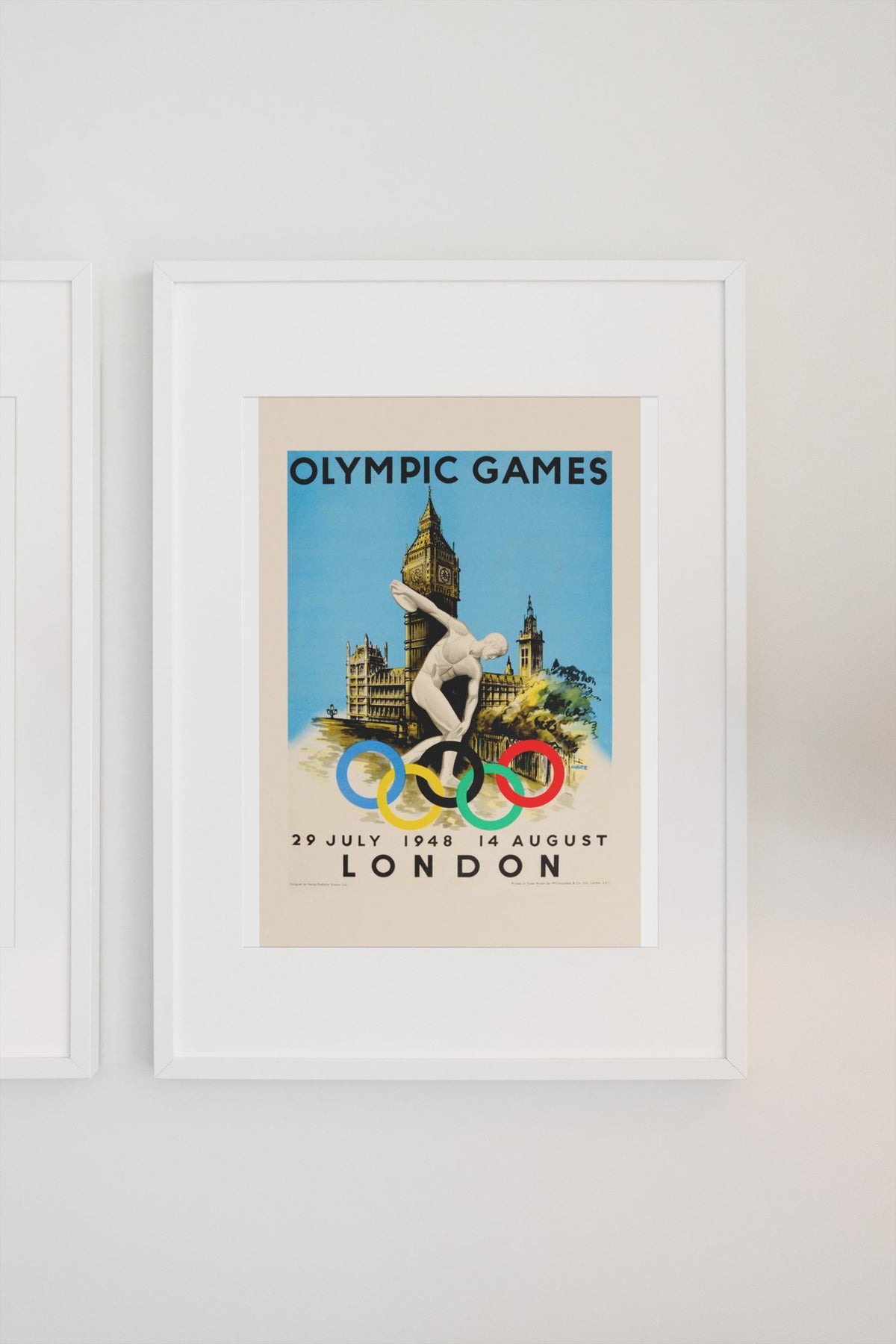 London Olympic Games 1948 poster on a light wall